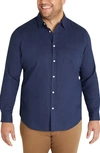 Johnny Bigg Anders Linen Blend Button-up Shirt In Navy