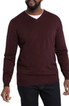 Johnny Bigg Essential V-neck Sweater In Burgundy