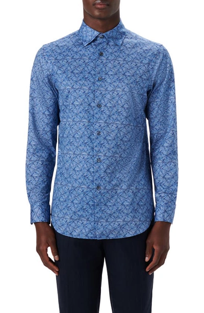 Bugatchi Ooohcotton® Abstract Print Button-up Shirt In Classic Blue