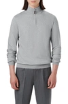 Bugatchi Cotton & Cashmere Quarter Zip Sweater In Cement