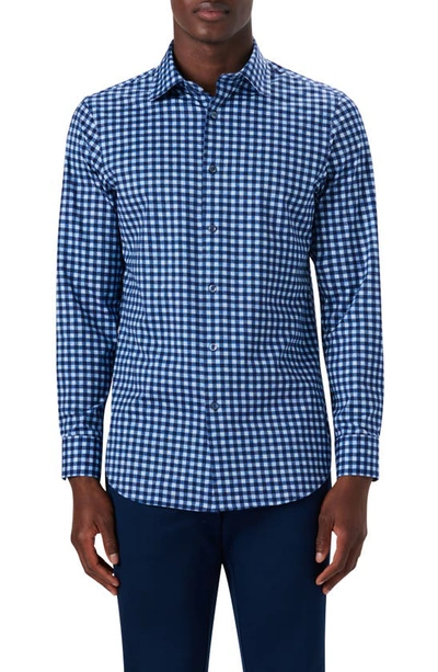 Bugatchi Ooohcotton® Shepherd Check Button-up Shirt In Classic-blue