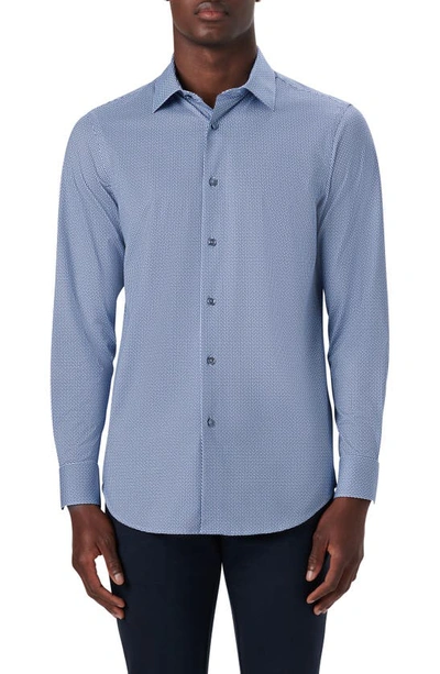 Bugatchi Ooohcotton® Geometric Print Button-up Shirt In Classic Blue