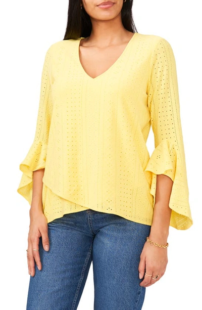 Vince Camuto Bell Sleeve Eyelet Blouse In Sunburst Yellow