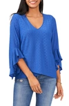 Vince Camuto Bell Sleeve Eyelet Blouse In Deep Azure