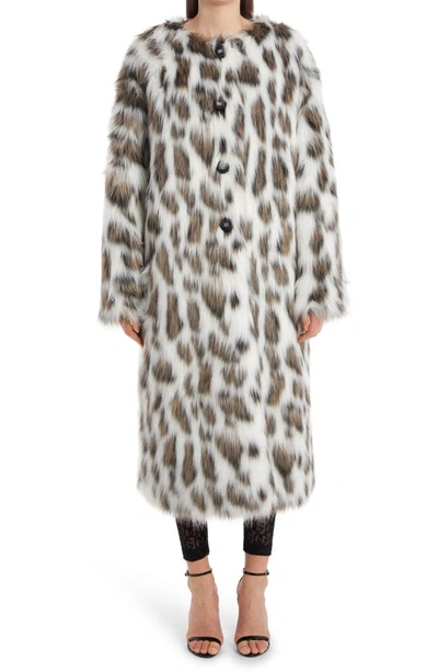 Dolce & Gabbana Leopard-effect Faux Fur Coat In Multicolor