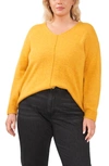 Vince Camuto Plus Size Cozy V-neck Long Sleeve Sweater In Yellow