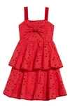 MARCHESA KIDS' EYELET EMBROIDERED TIERED DRESS