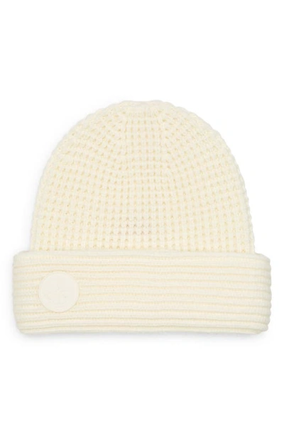 Kate Spade Logo Waffle Knit Beanie In French Cream
