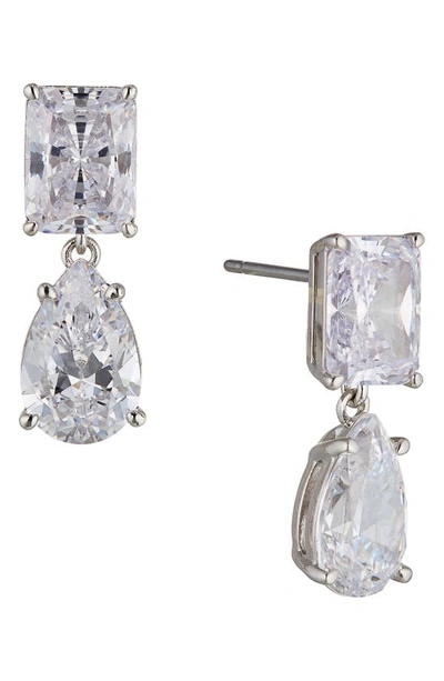 Nadri Shine On Cubic Zirconia Drop Earrings In Clear/silver