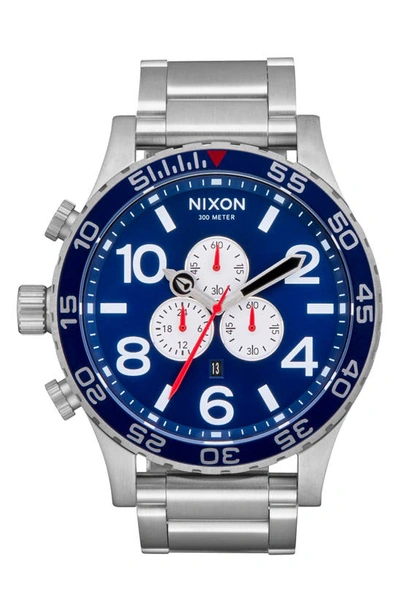 Nixon 'the 51-30 Chrono' Watch, 51mm In Navy Sunray / Silver