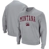Colosseum Men's Montana Grizzlies Arch And Logo Crew Neck Sweatshirt In Heather Gray
