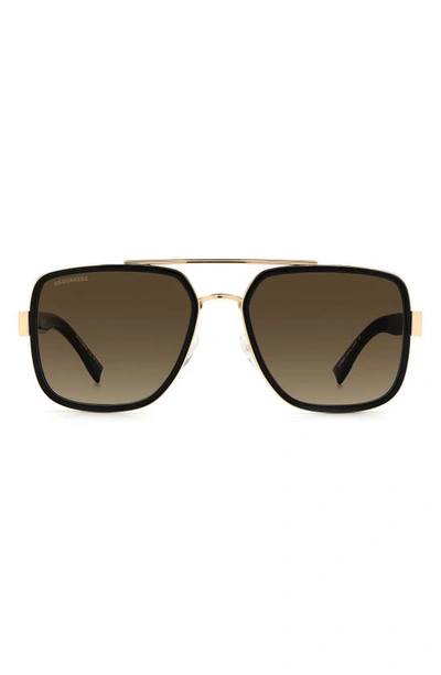 Dsquared2 58mm Gradient Square Sunglasses In Gold Black