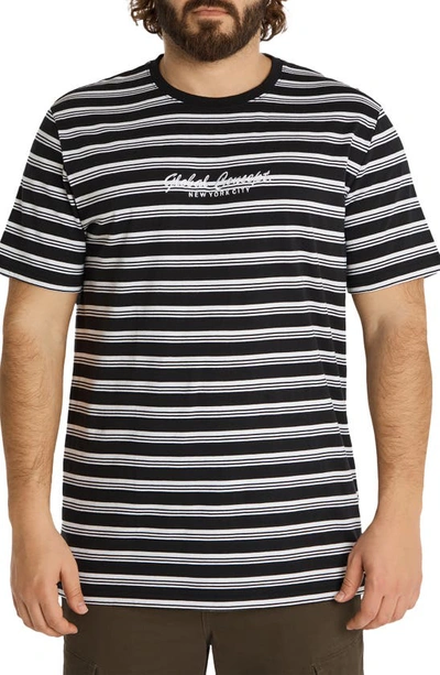 Johnny Bigg Global Variegated Stripe Longline T-shirt In Black