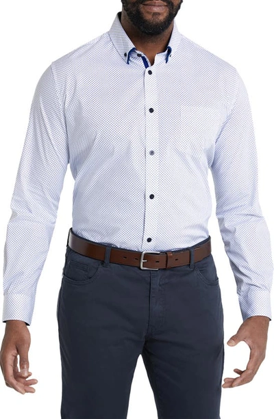 Johnny Bigg Goldman Regular Fit Diamond Print Stretch Button-down Shirt In White