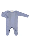 Paigelauren Babies'  Ribbed Cotton & Modal Footie In Blue