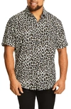 JOHNNY BIGG CHANCE REGULAR FIT ANIMAL PRINT SHORT SLEEVE BUTTON-UP SHIRT