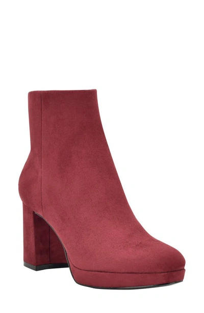 Calvin Klein Uda2 Womens Faux Suede Platform Heel Ankle Boots In Bordo Faux Suede