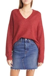 Treasure & Bond V-neck Sweater In Red Sun