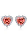 Lafonn Fancy Lab Grown Sapphire Heart Stud Earrings In Red