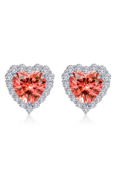 Lafonn Fancy Lab Grown Sapphire Heart Stud Earrings In Red