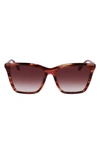 Longchamp Le Pliage 56mm Gradient Rectangular Sunglasses In Red Horn