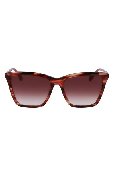 Longchamp Le Pliage 56mm Gradient Rectangular Sunglasses In Red Horn