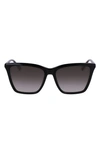 Longchamp Le Pliage 56mm Gradient Rectangular Sunglasses In Black