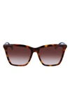 Longchamp Le Pliage 56mm Gradient Rectangular Sunglasses In Havana