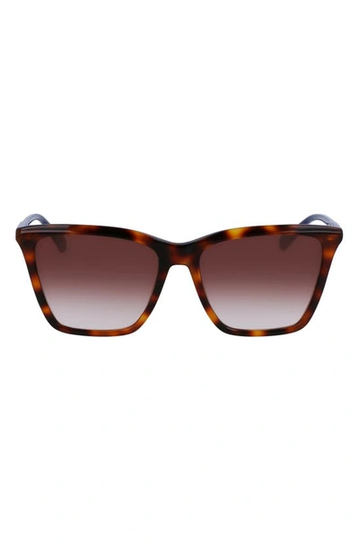 Longchamp Le Pliage 56mm Gradient Rectangular Sunglasses In Havana