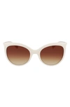 Longchamp Roseau 53mm Gradient Cat Eye Sunglasses In Ivory