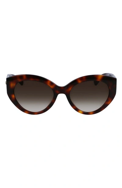 Longchamp Roseau 54mm Gradient Cat Eye Sunglasses In Havana