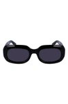 Longchamp Medallion 52mm Rectangular Sunglasses In Black