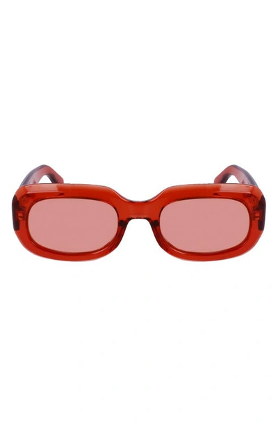 Longchamp Medallion 52mm Rectangular Sunglasses In Orange