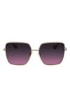 Lanvin Babe 59mm Gradient Square Sunglasses In Gold/ Gradient Grey Rose