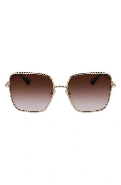 Lanvin Babe 59mm Gradient Square Sunglasses In Gold/ Gradient Brown