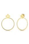 Roberto Coin 18k Yellow Gold Venetian Princess Diamond Flower Drop Hoop Earrings In Yellow Gold/ Diamond