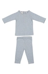 Maniere Wave Stripe Cotton Top & Pants Set In Sky Blue
