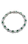 Savvy Cie Jewels Cubic Zirconia Halo Tennis Bracelet In Green