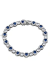 Savvy Cie Jewels Cubic Zirconia Halo Tennis Bracelet In Blue