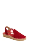 Toni Pons Tremp Womens Leather Slingback Wedge Sandals In Red Suede