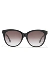 Gucci 58mm Round Sunglasses In Shiny Black