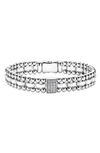 Lagos Sterling Silver Caviar Spark Diamond Rectangle Link Bracelet In Silver/ Diamond