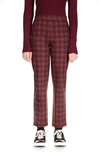 Sanctuary Carnaby Cotton Plaid Kick Crop Pants In Sangria Plaid