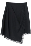 Alexander Mcqueen Lace-embellished Asymmetric Skirt In Black