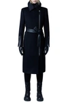 Mackage Thalia Double Face Tie Waist Wool Coat In Black