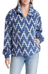 Billabong Time Off Faux Fur Half Zip Pullover In Indigo Love