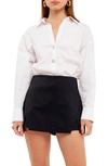 English Factory Imitation Pearl Button-up Cotton Shirt In White