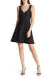Bebe Luxe Bandage V-neck A-line Dress In Black