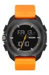 Nixon Ripley Ana-digi Silicone Strap Watch, 47mm In Black / Saffron