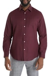 Johnny Bigg Anders Linen Blend Button-up Shirt In Merlot